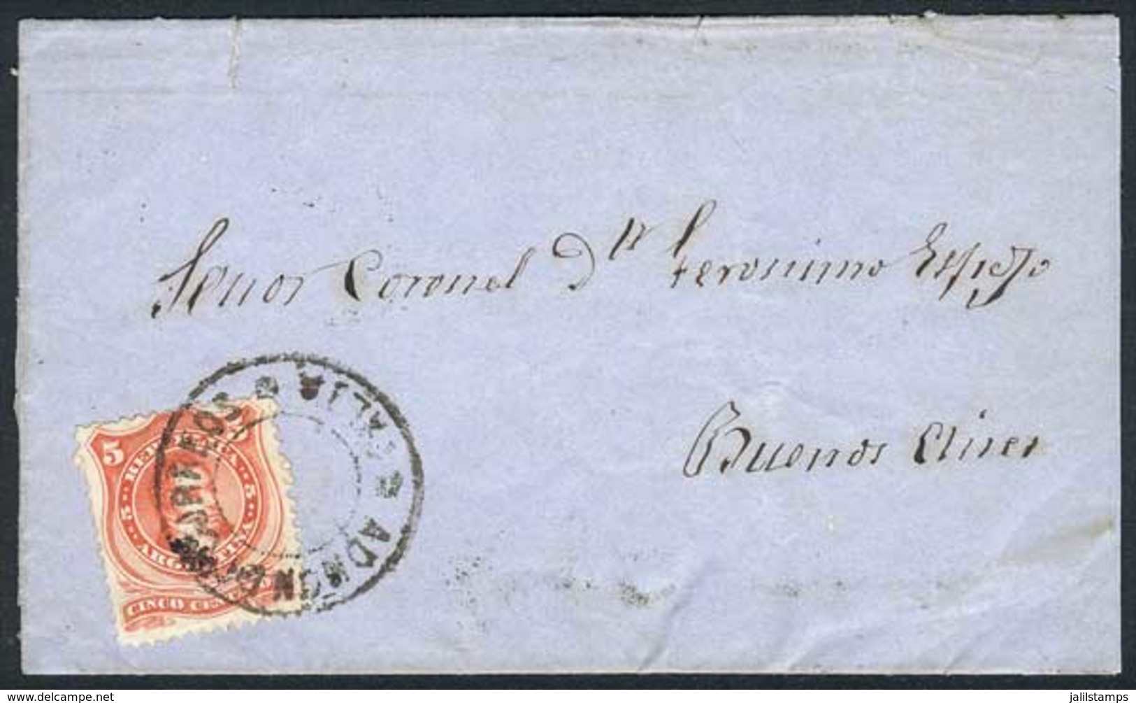 ARGENTINA: Undated Folded Cover Franked By GJ.38, With Spectacular Double Circle Cancel "ADMON DE CORREOS - SALTA", VF Q - Andere & Zonder Classificatie