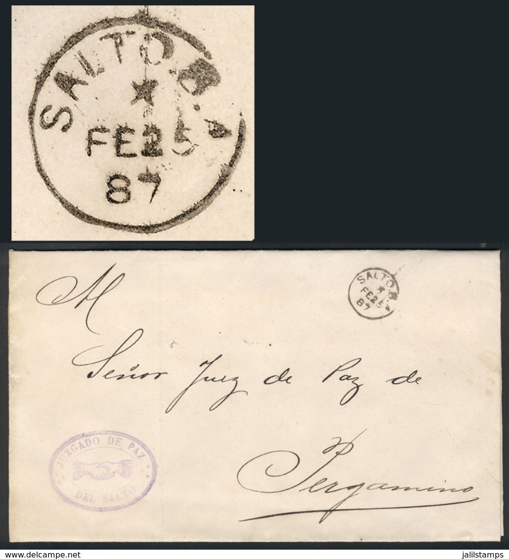 ARGENTINA: Entire Letter (official) Sent To Pergamino On 25/FE/1887, With Small Circular Datestamp Of SALTO, Excellent Q - Sonstige & Ohne Zuordnung