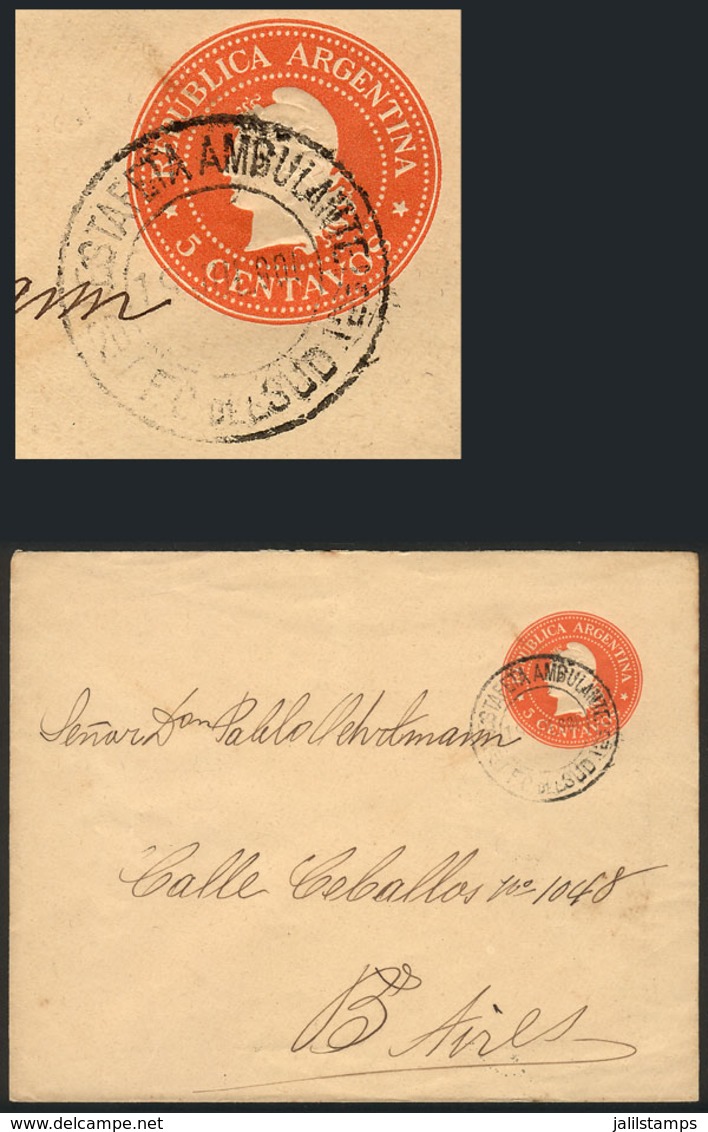ARGENTINA: 5c. Stationery Envelope Sent To Buenos Aires On 19/JUL/1901, Postmarked "ESTAFETA AMBULANTE - 125 - F.C. DEL  - Andere & Zonder Classificatie