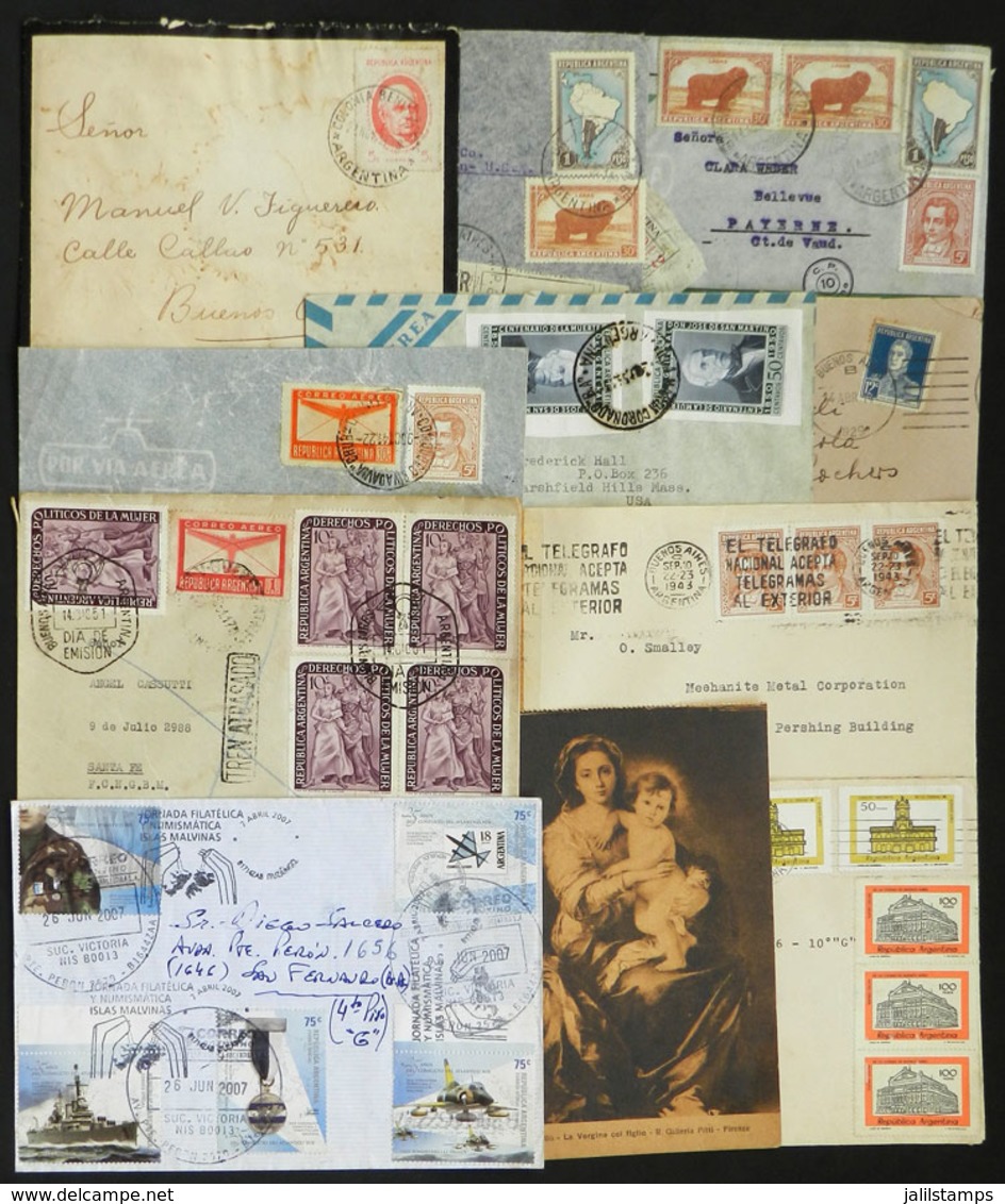 ARGENTINA: 10 Covers And 1 PC Posted Between 1929 And 2007, With Varied And Interesting Postages And Destinations, For E - Other & Unclassified