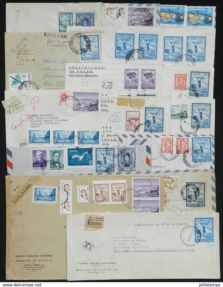 ARGENTINA: 16 Covers Used In 1960s And 1970s, Mostly Airmail And Registered Or Express, ALL WITH IMPORTANT POSTAGES That - Other & Unclassified