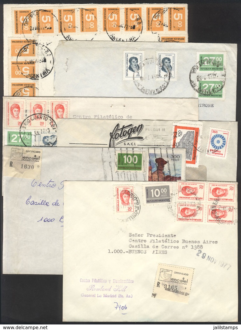 ARGENTINA: 5 Used Covers (circa 1977/8), With Nice Postages That Include Stamps Of The Issue "Figures", Some Fantastic!" - Otros & Sin Clasificación