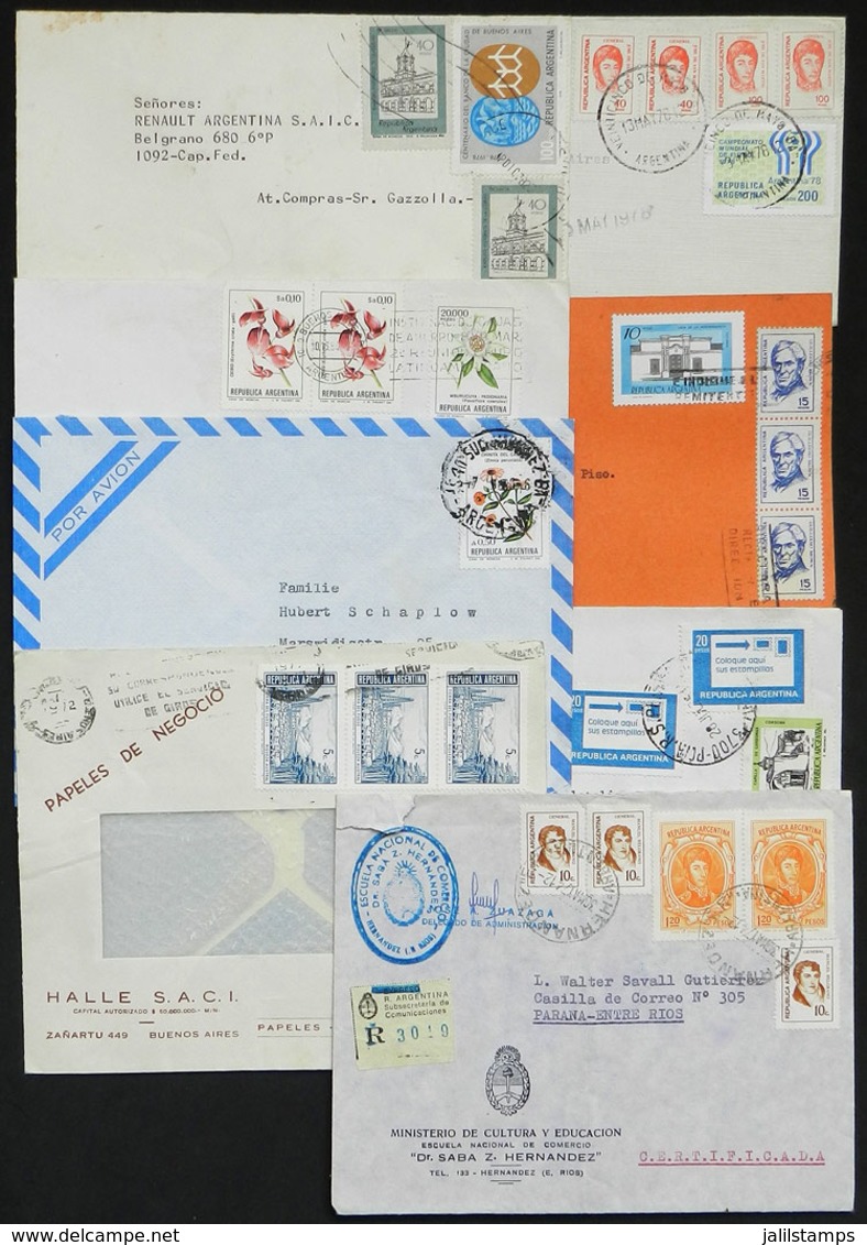 ARGENTINA: 7 Covers Used Almost All In 1970s, Several With Very Good INFLATION Postages, Also One Combining Stamps Issue - Andere & Zonder Classificatie