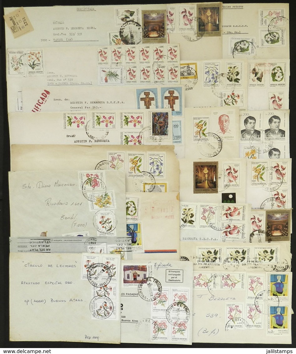 ARGENTINA: 22 Covers Used Mainly In 1980s, All With Nice Postages Of The FLOWERS Issues In The Different Currencies, Inc - Otros & Sin Clasificación