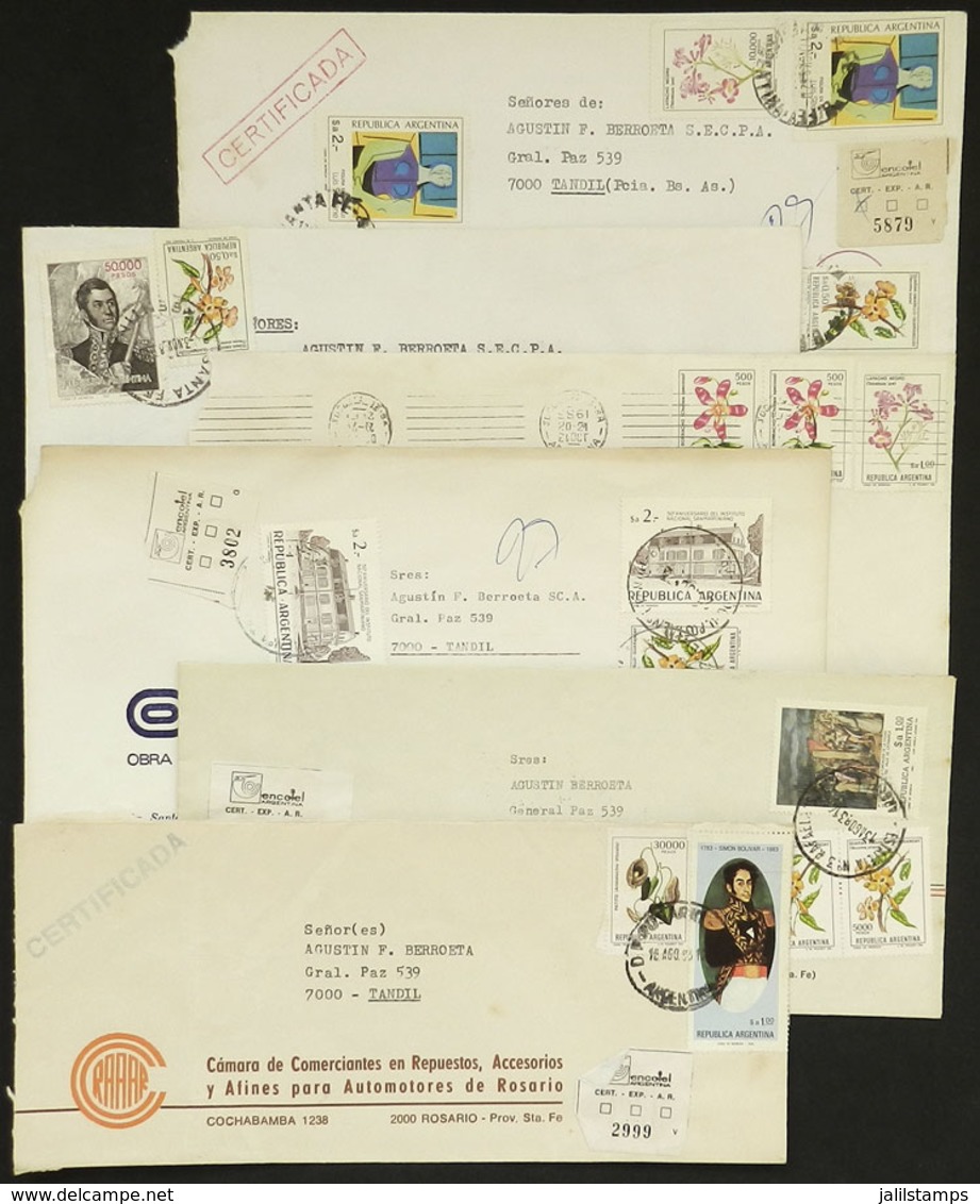 ARGENTINA: MIXED POSTAGES With Stamps In 2 Different Currencies: 6 Covers Used In 1980s, All Bear At Least One Stamp Of  - Andere & Zonder Classificatie