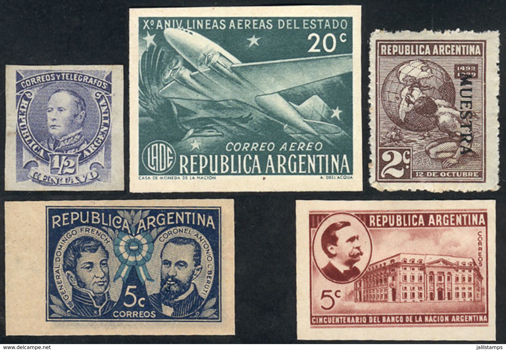 ARGENTINA: Lot Of 4 Trial Color Proofs + 1 SPECIMEN, Fine General Quality! - Colecciones & Series