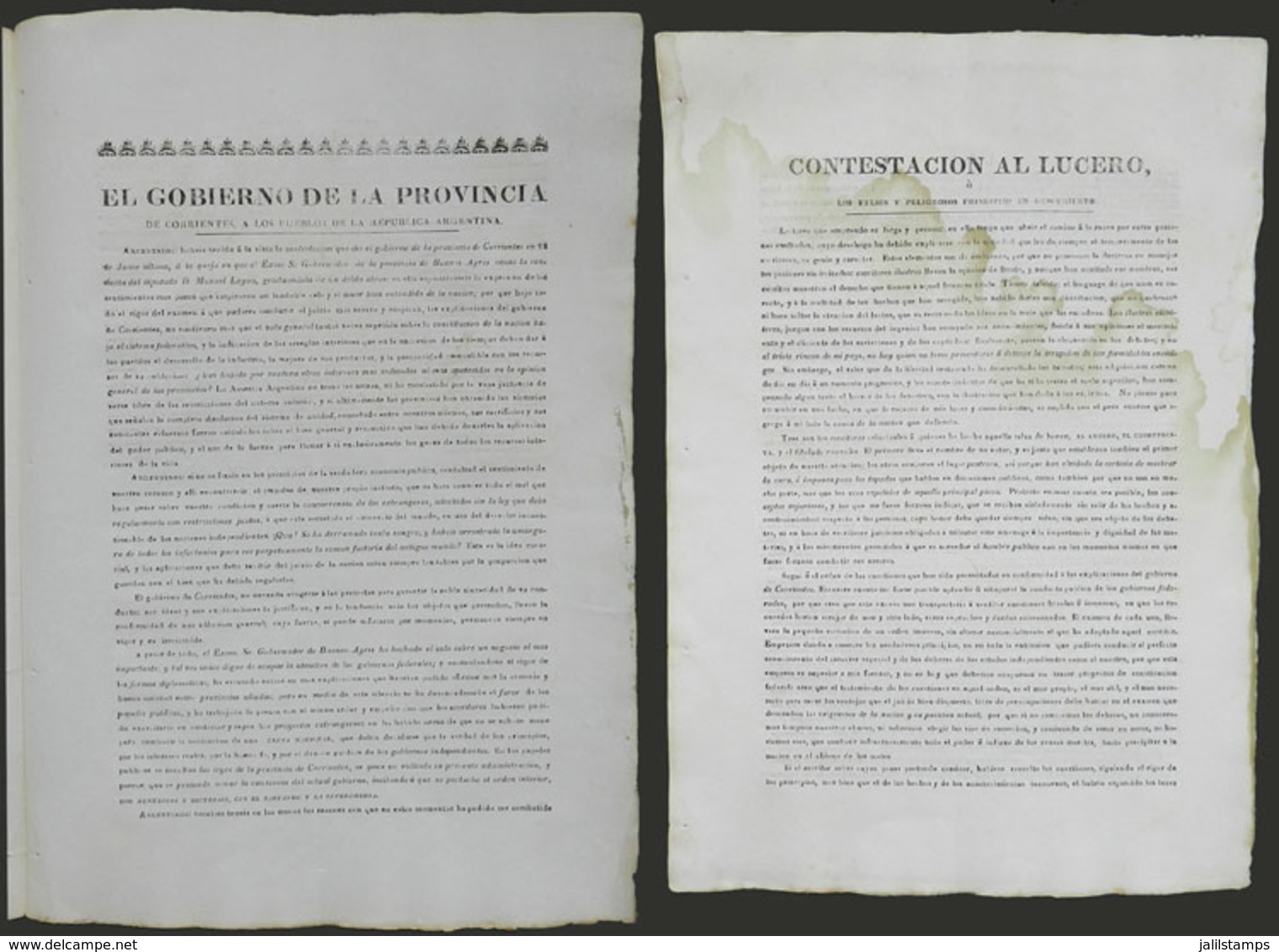 ARGENTINA: RARE Printed Document Of The Year 1832 Of The Province Of Corrientes: "Contestación Al Lucero ó Los Falsos Y  - Zonder Classificatie