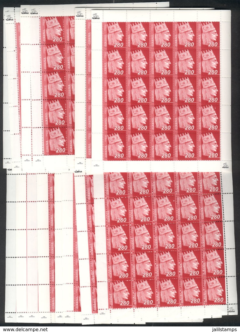 ARMENIA: Sc.827, 2010 280d. King Tigran The Great, 50 Sheets Of 25 Stamps Each (in Total 1,250 Stamps), MNH And Of Excel - Armenia