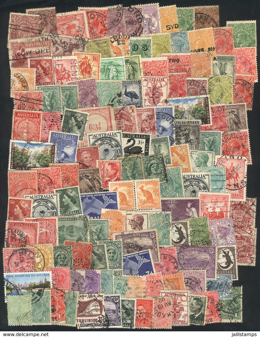 AUSTRALIA: Interesting Lot Of Used Stamps, VF General Quality. Completely Unchecked, It May Contain Rare Cancels And Wat - Other & Unclassified