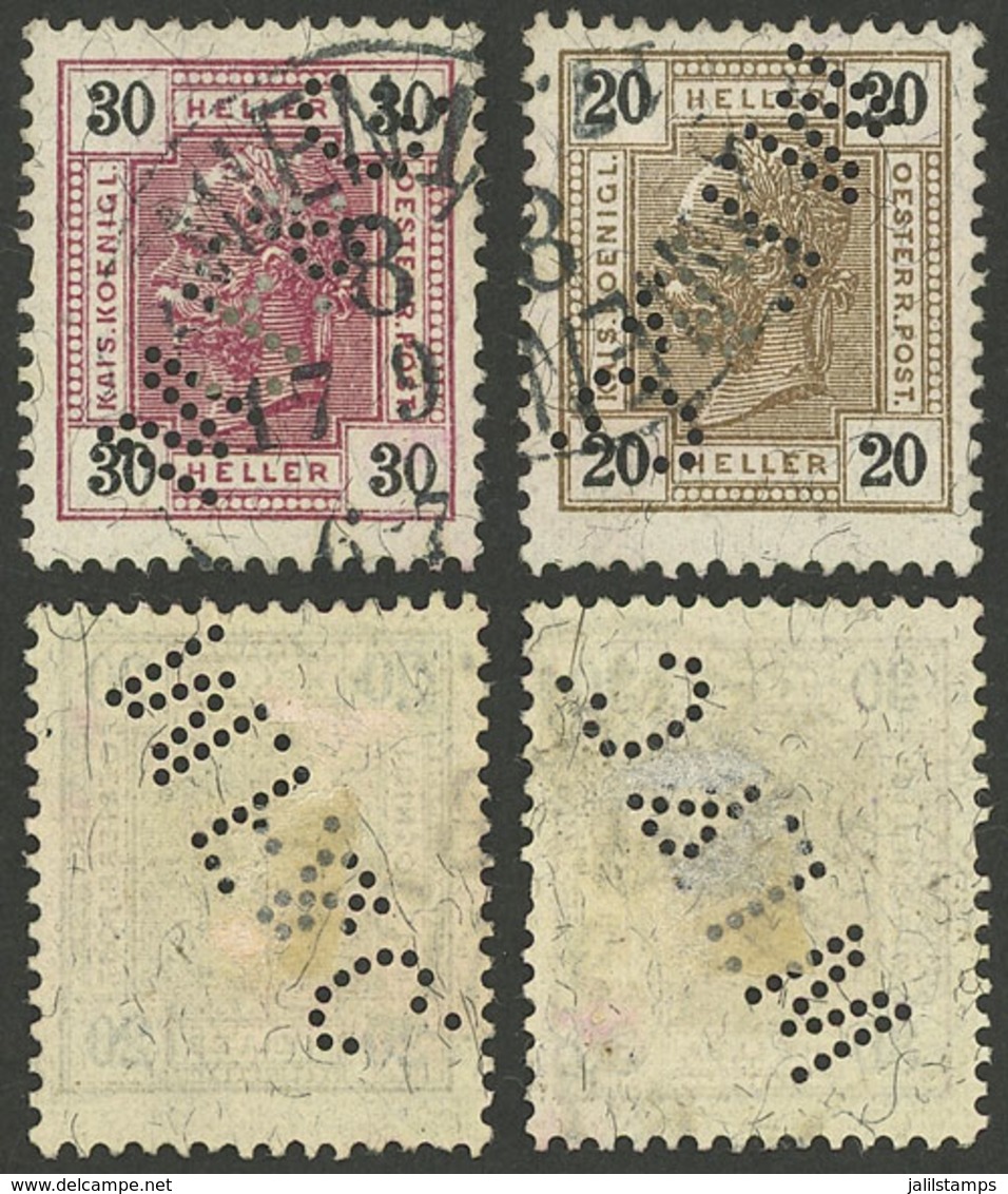 AUSTRIA: 2 Old Stamps With Attractive PERFINS, VF Quality! - Otros & Sin Clasificación