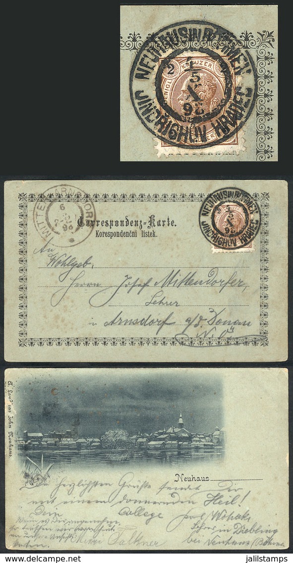 AUSTRIA: Postcard With General View Of Neuhaus, Franked With 2kr. And Sent From NEUHAUS To Mittel-Arnsdorf On 4/MAY/1898 - Other & Unclassified