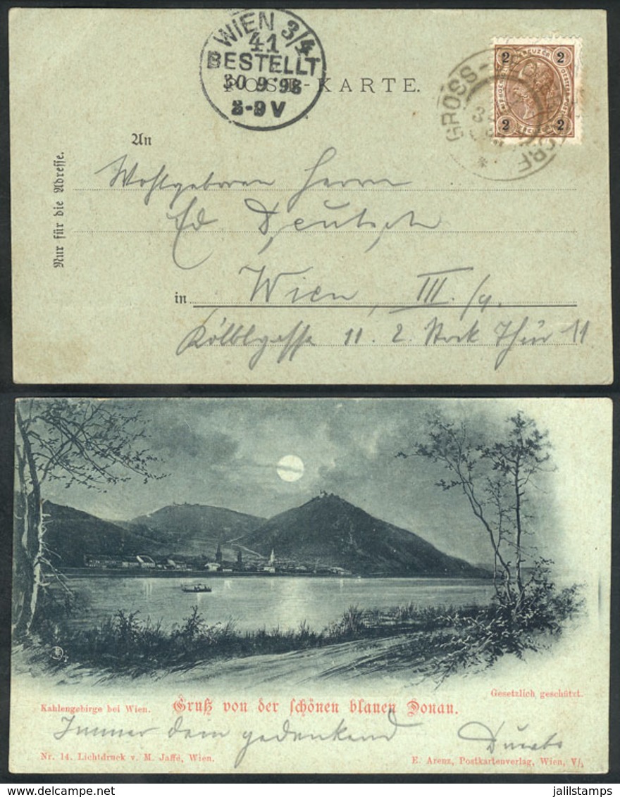 AUSTRIA: Postcard ("Gruss Von Der Schönen Blauen Donau") Franked With 2kr. And Sent From SEMMERING To Mödling On 29/SE/1 - Andere & Zonder Classificatie