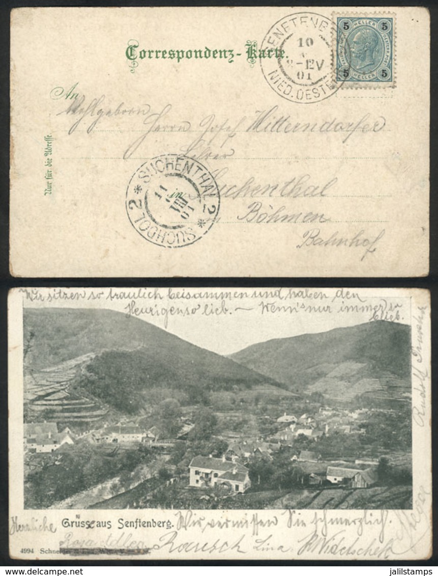 AUSTRIA: Postcard With General View Of Senftenberg, Franked With 5h. And Sent From SENFTENBERG To Suchenthal On 10/JUN/1 - Andere & Zonder Classificatie