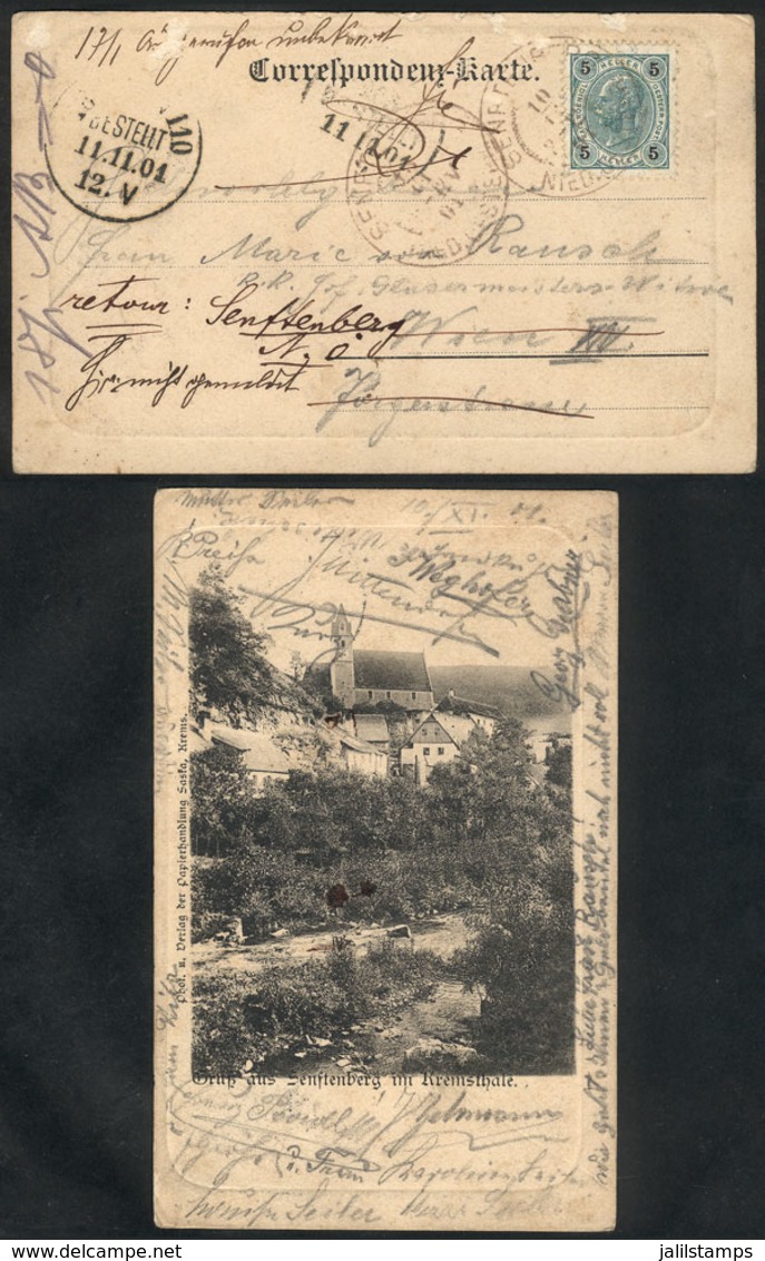 AUSTRIA: Postcard (view Of 'Senftenberg Im Kremsthale') Franked With 5h. And Sent From SENFTENBERG To Wien On 10/NO/1901 - Other & Unclassified