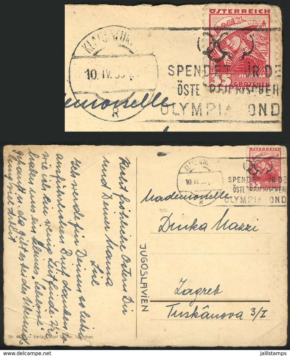 AUSTRIA: Postcard Used On 10/AP/1935 With Interesting Machine Cancel With Slogan Of The OLYMPIC GAMES, VF! - Other & Unclassified