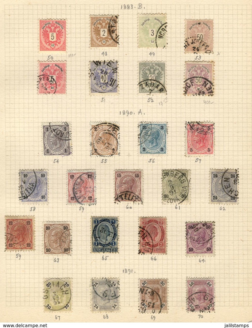 AUSTRIA: Old Collection On Album Pages, Fairly Advanced For The 1883-1924 Period, Including Very Nice Stamps And Sets, Y - Otros & Sin Clasificación