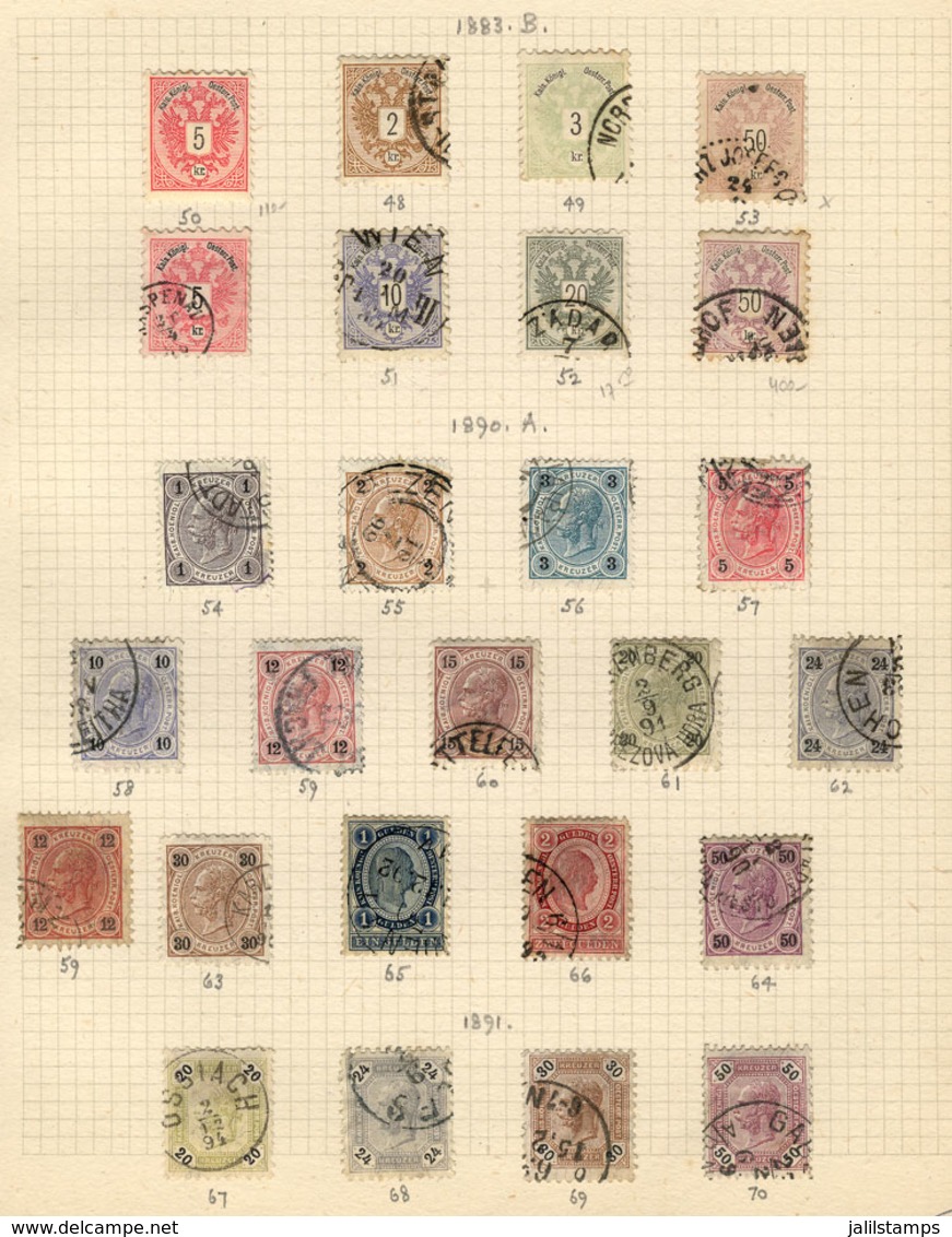 AUSTRIA: Old Collection On Album Pages, Fairly Advanced For The 1883-1924 Period, Including Very Nice Stamps And Sets, Y - Other & Unclassified