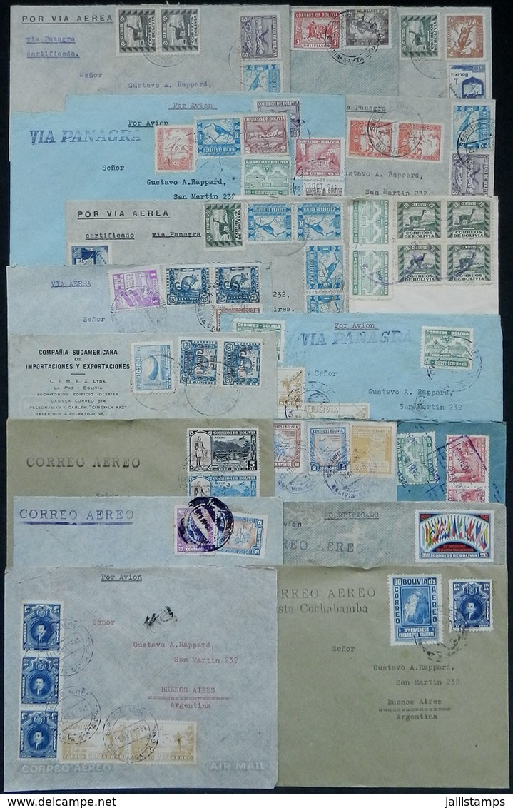 BOLIVIA: 18 Covers Sent To Argentina Between 1942 And 1948 With Fantastic Postages, Many With High Values, Excellent Qua - Bolivia