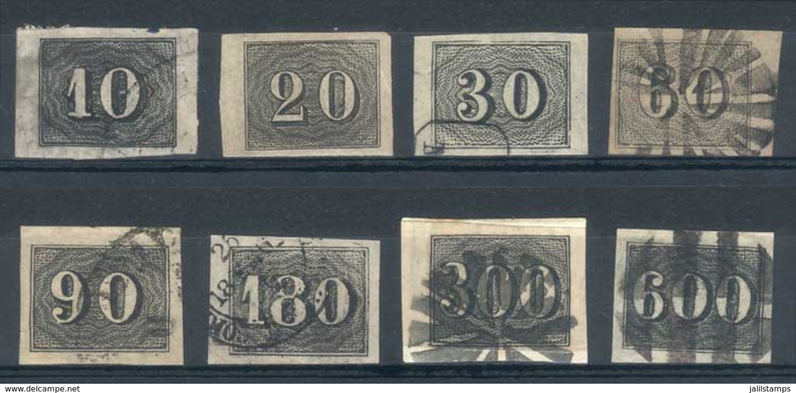 BRAZIL: Sc.21/28, 1850 Complete Set Of 8 Used Values (Sc.22 Is Mint), VF Quality, Catalog Value US$400+ - Andere & Zonder Classificatie