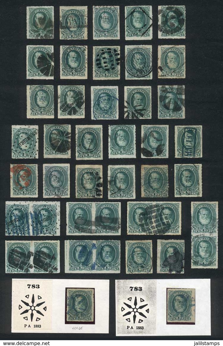 BRAZIL: Sc.72, 1878/9 100R. Green, 43 Examples With Different Cancels, Very Interesting, VF Quality! - Other & Unclassified