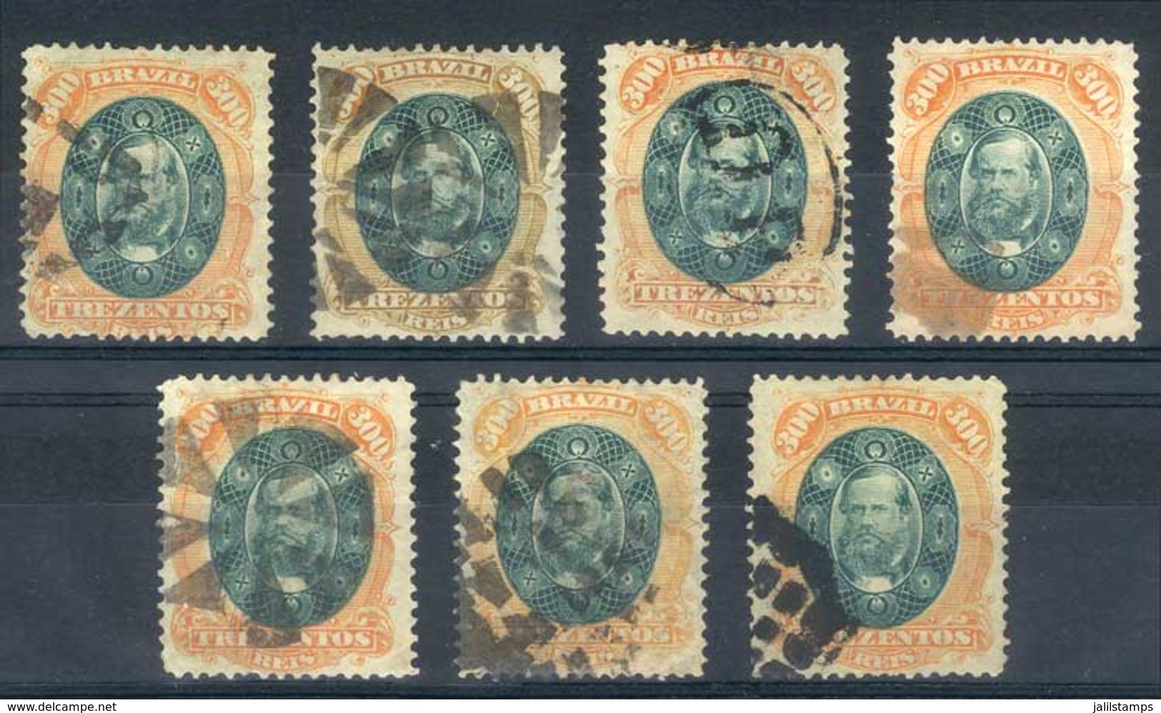 BRAZIL: Sc.78, 1878 300R., 7 Used Examples, All With DIFFERENT CANCELS, VF Quality, Catalog Value US$175. - Andere & Zonder Classificatie