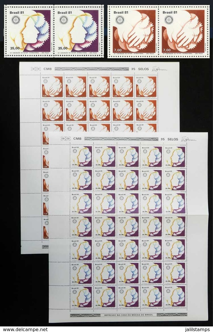 BRAZIL: Yv.1477/8, 1981 Rotary, Set Of 2 Values In Complete Sheets Of 25 Examples, VF Quality, Catalog Value Euros 78.75 - Andere & Zonder Classificatie