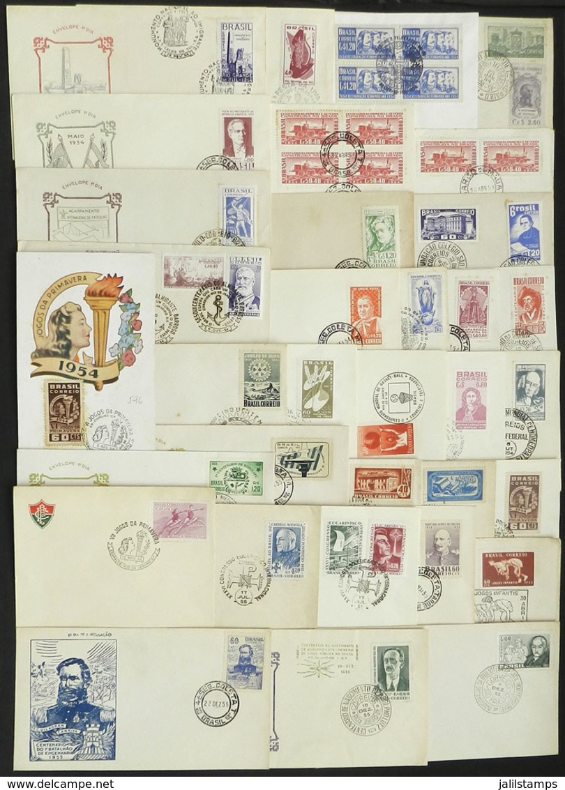 BRAZIL: Lot Of FDC Covers And First Day Cards Of Stamps Issued In 1954/1955 (almost Complete), A Couple May Have A Minor - Andere & Zonder Classificatie