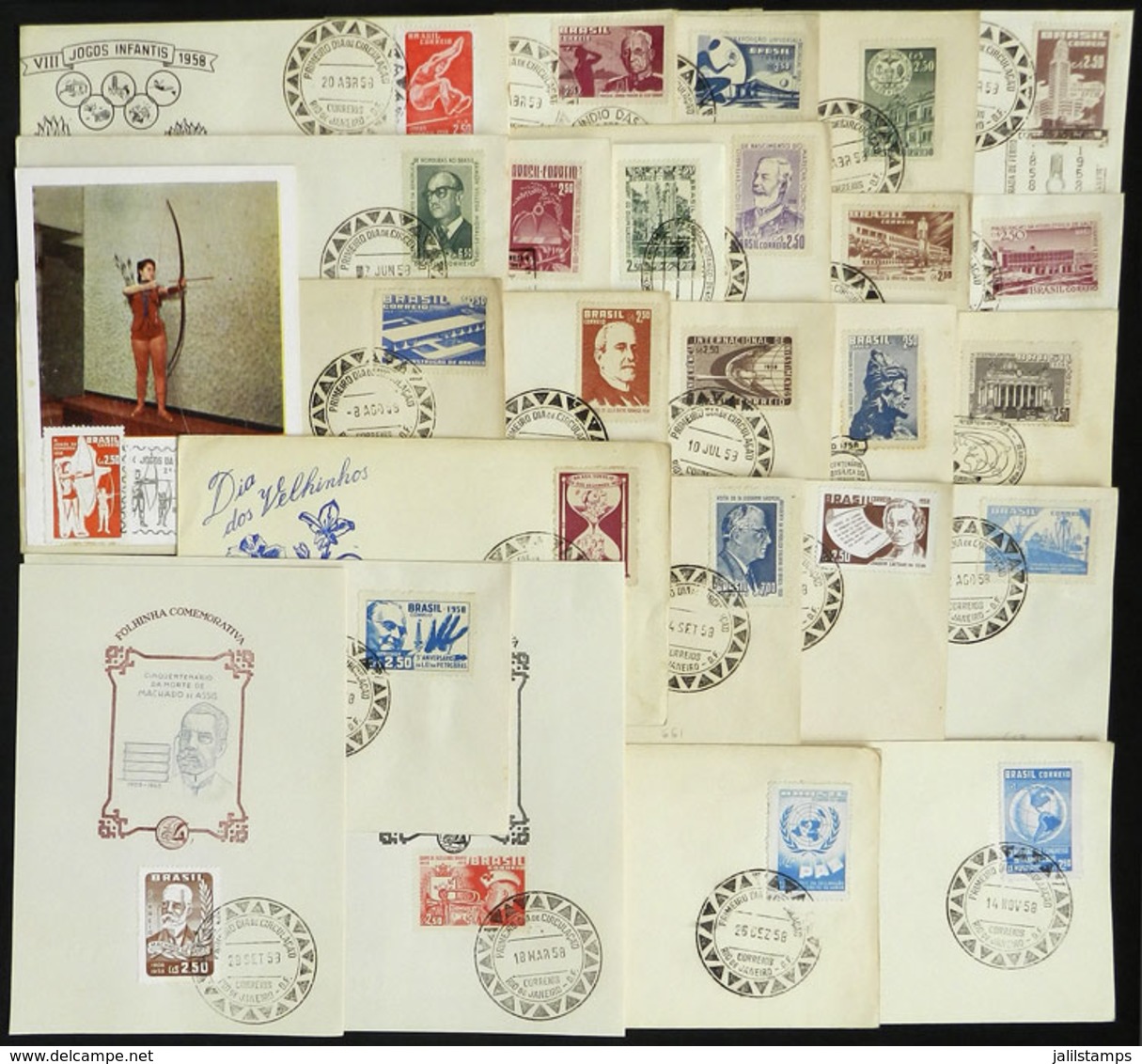 BRAZIL: Lot Of FDC Covers And First Day Cards Of Stamps Issued In 1958 (apparently Complete), A Couple May Have A Minor  - Other & Unclassified