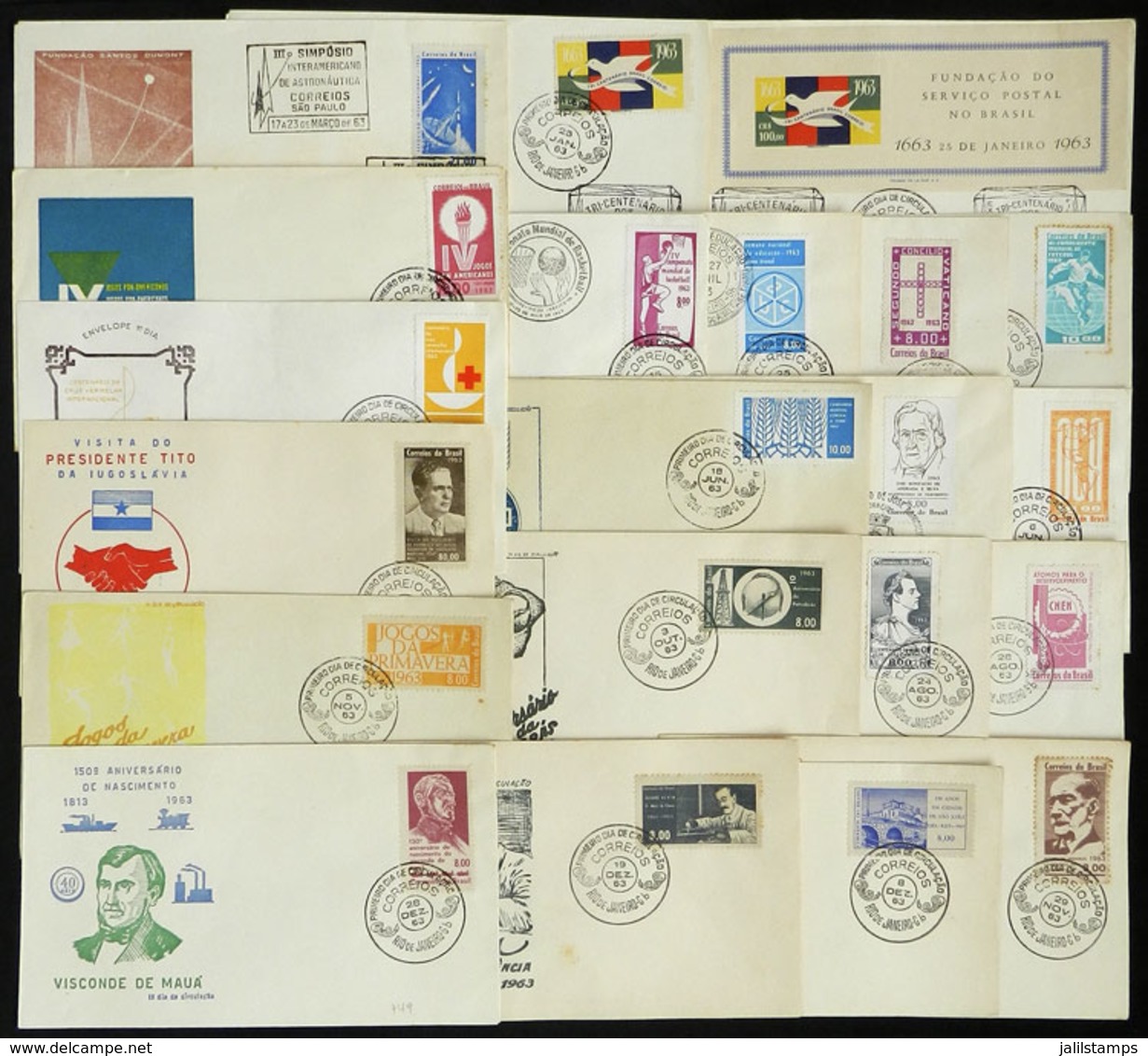 BRAZIL: Lot Of FDC Covers And First Day Cards Of Stamps Issued In 1963 (almost Complete), A Couple May Have A Minor Defe - Andere & Zonder Classificatie