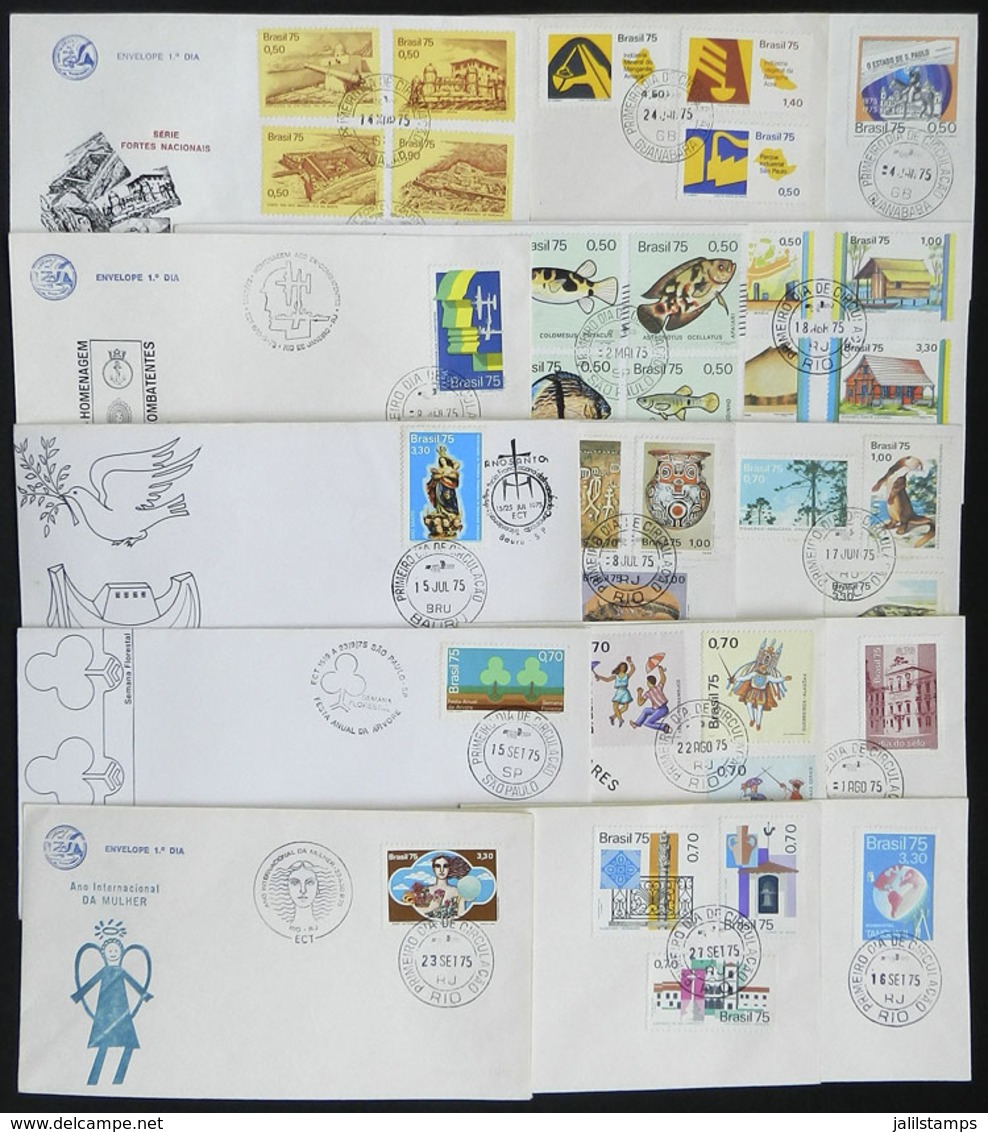 BRAZIL: Group Of FDC Covers Of Issues Of The Year 1975, Almost Complete, Very Thematic, Very Fine General Quality (a Cou - Andere & Zonder Classificatie