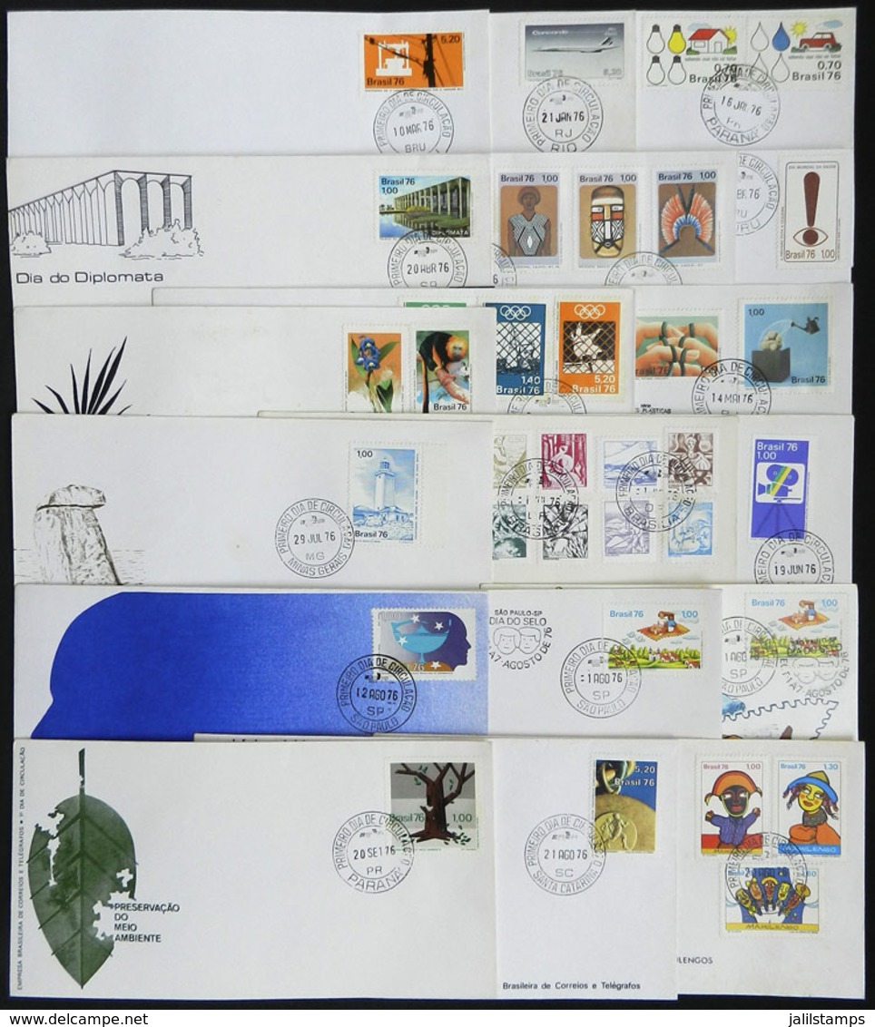 BRAZIL: Group Of FDC Covers Of Issues Of The Year 1976, Almost Complete, Very Thematic, Very Fine General Quality (a Cou - Otros & Sin Clasificación