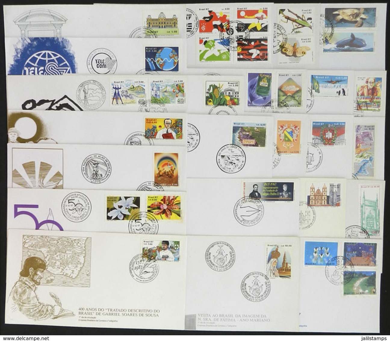 BRAZIL: Group Of FDC Covers Of Issues Of The Year 1987, Almost Complete, Very Thematic, Very Fine General Quality (a Cou - Otros & Sin Clasificación