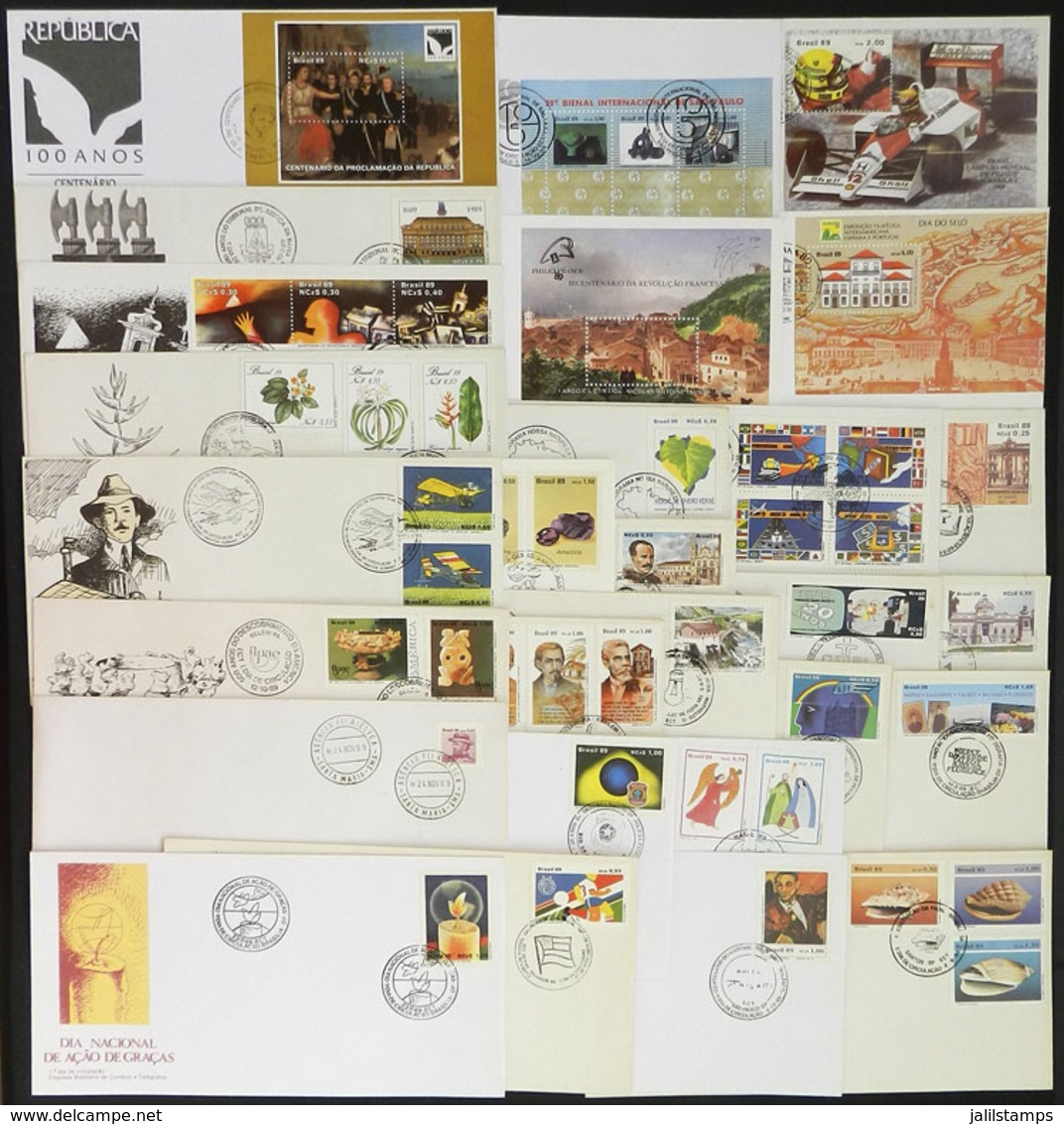 BRAZIL: Group Of FDC Covers Of Issues Of The Year 1989, Almost Complete, Very Thematic, Very Fine General Quality (a Cou - Otros & Sin Clasificación