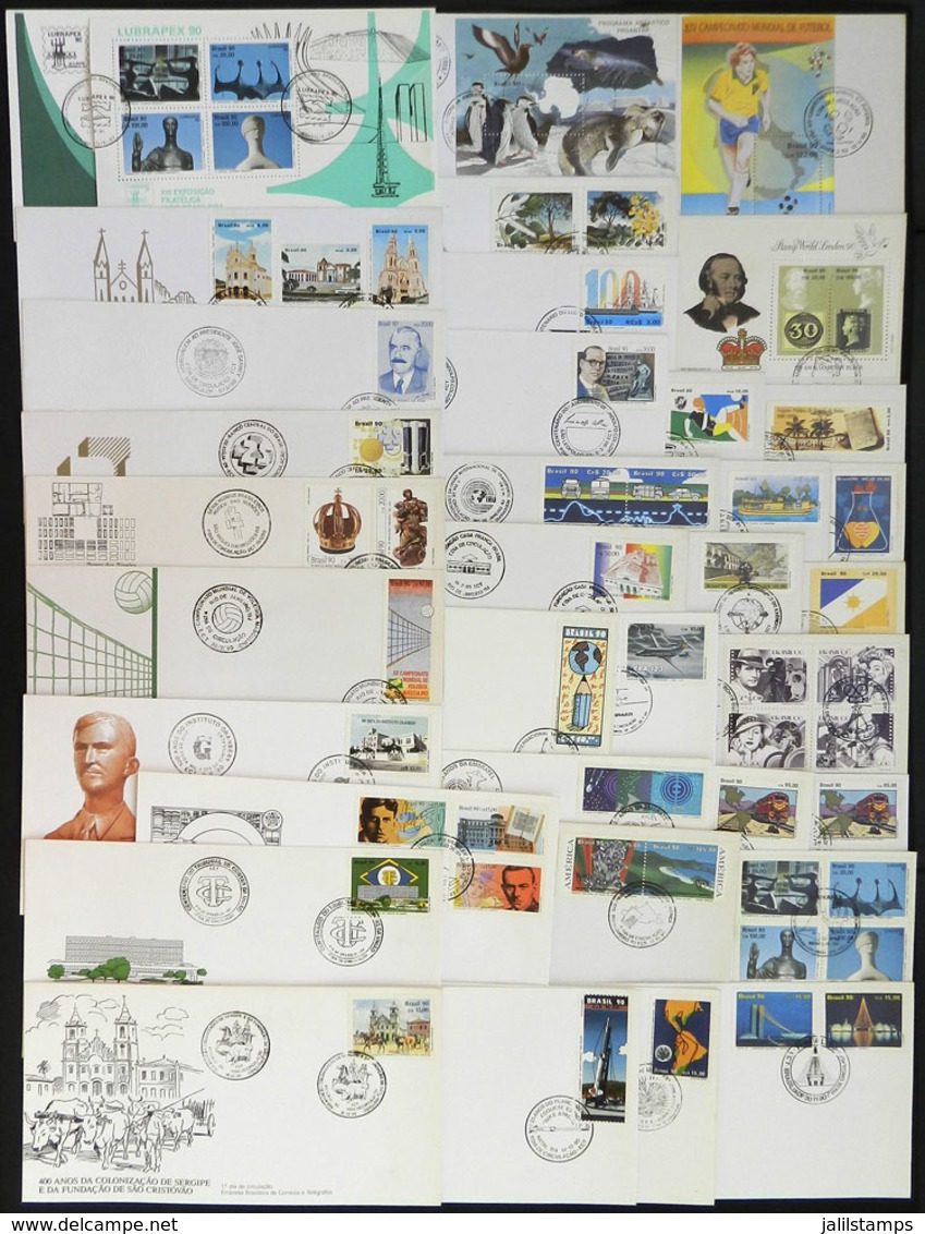 BRAZIL: Group Of FDC Covers Of Issues Of The Year 1990, Almost Complete, Very Thematic, Very Fine General Quality (a Cou - Other & Unclassified