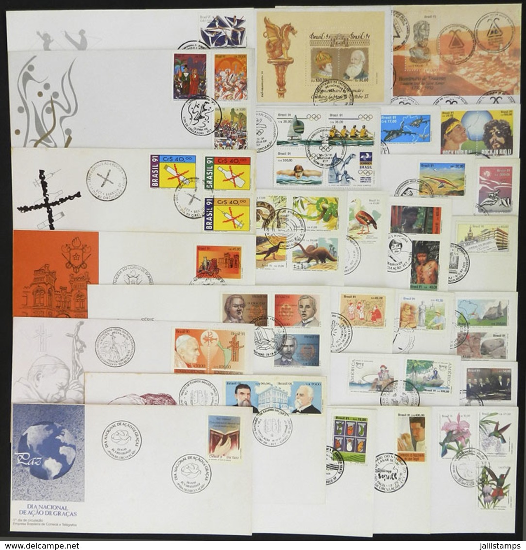 BRAZIL: Group Of FDC Covers Of Issues Of The Year 1991, Almost Complete, Very Thematic, Very Fine General Quality (a Cou - Andere & Zonder Classificatie