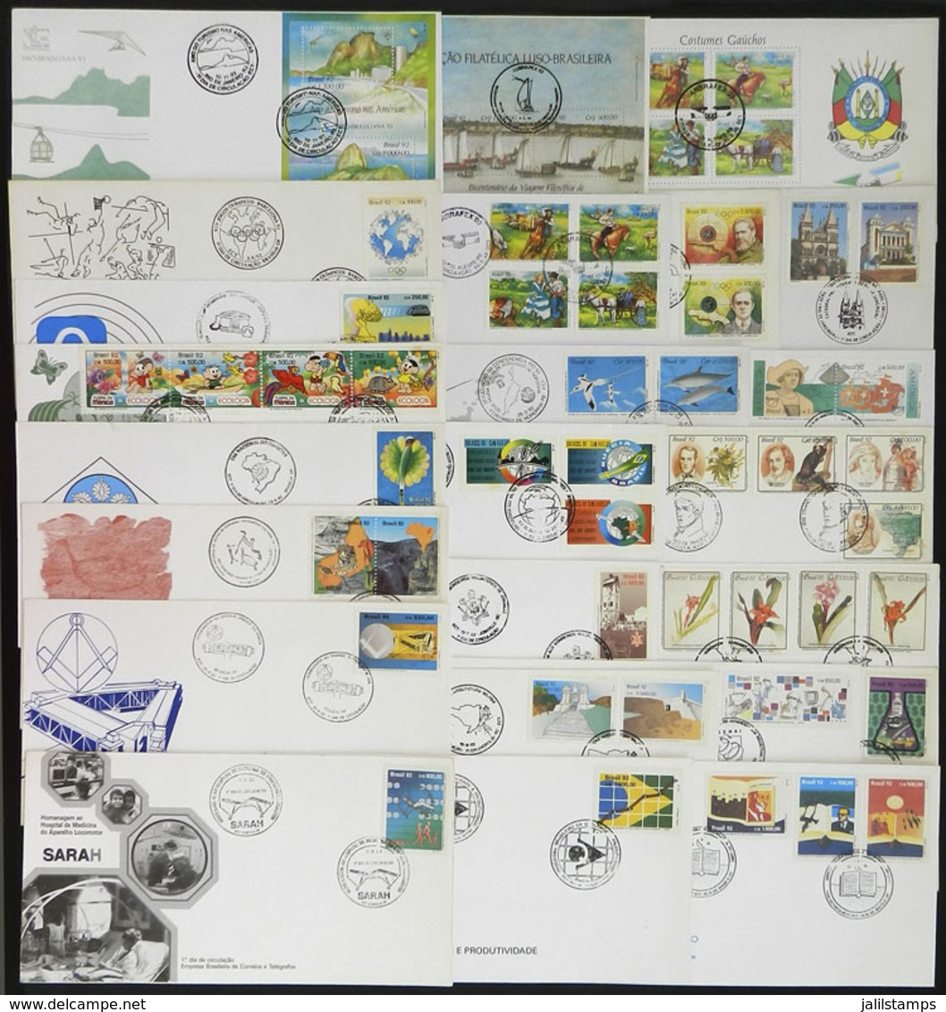 BRAZIL: Group Of FDC Covers Of Issues Of The Year 1992, Almost Complete, Very Thematic, Very Fine General Quality (a Cou - Other & Unclassified