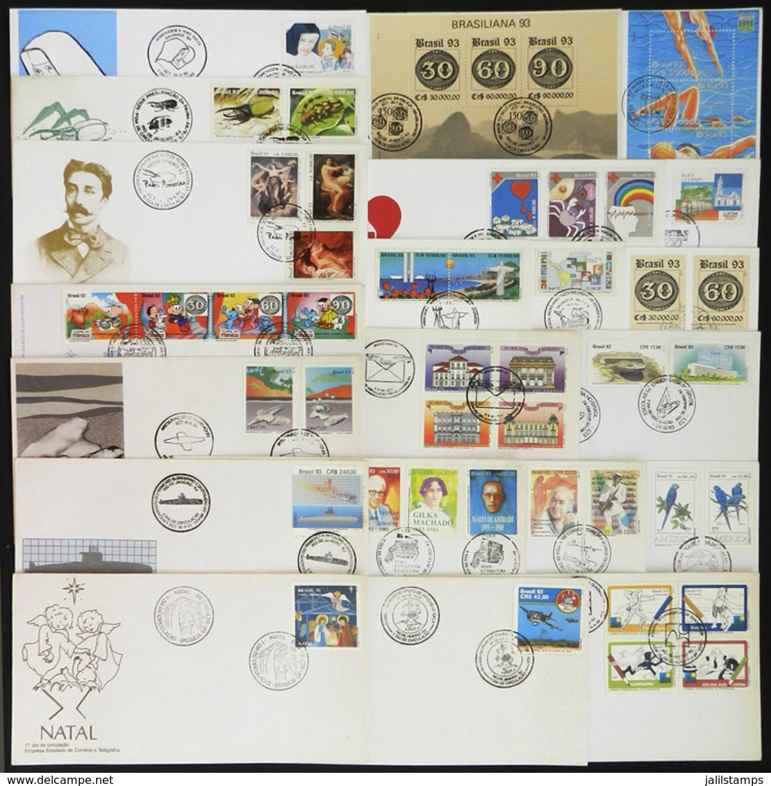 BRAZIL: Group Of FDC Covers Of Issues Of The Year 1993, Almost Complete, Very Thematic, Very Fine General Quality (a Cou - Andere & Zonder Classificatie