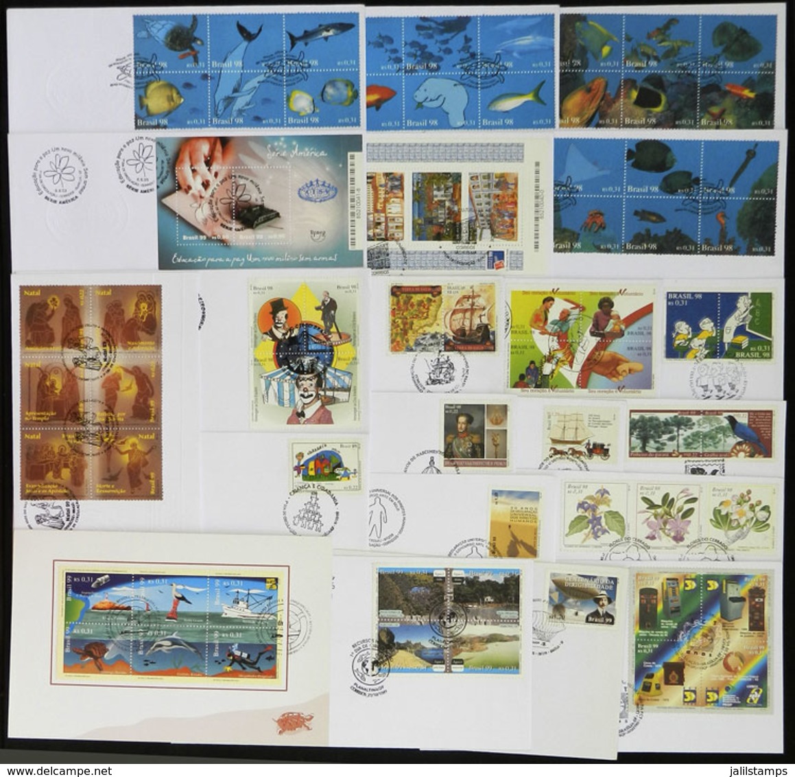 BRAZIL: Group Of FDC Covers With Several Issues Of The Years 1998/9, Very Thematic, Very Fine General Quality (a Couple  - Otros & Sin Clasificación