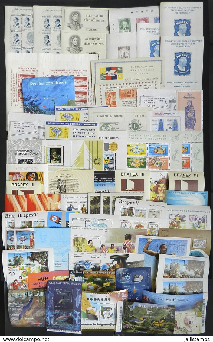 BRAZIL: Lot Of Souvenir Sheets Of Varied Periods, Some Are Scarce, HIGH CATALOG VALUE. Used Or Mint Without Gum, Some Wi - Otros & Sin Clasificación