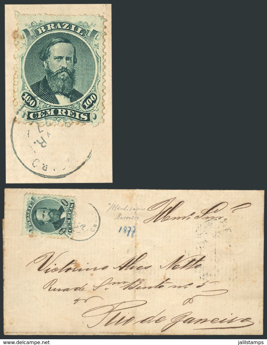 BRAZIL: Folded Cover Franked By Sc.58b (100Rs. Type II Printed On BLUISH PAPER), With Datestamp Of BARREIRO, Sent To Rio - Otros & Sin Clasificación