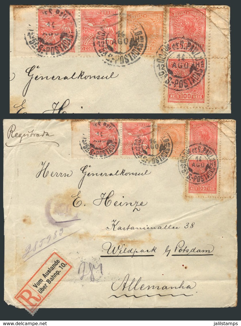 BRAZIL: Registered Cover Sent From Sao Paulo To Germany On 14/AU/1920 With Interesting Postage Of 700Rs. That Includes P - Otros & Sin Clasificación