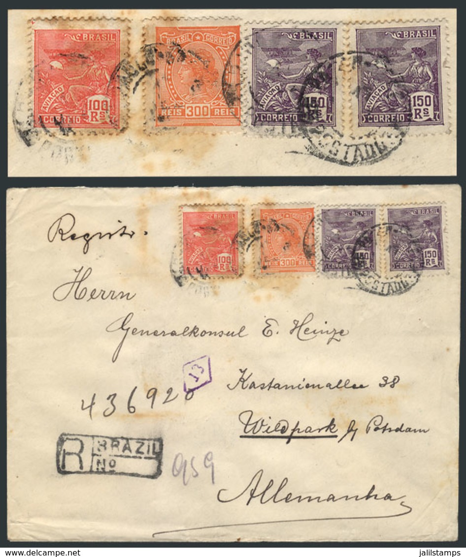 BRAZIL: Registered Cover Sent From Sao Paulo To Germany In DEC/1921 With Nice Postage Of 700Rs., Interesting! - Otros & Sin Clasificación