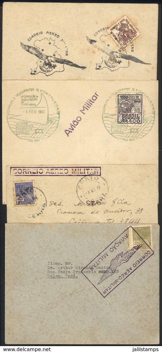 BRAZIL: Circa 1939/1944: 4 Flown Covers With MILITARY AIRMAIL Marks, Very Nice And Interesting For The Specialist! - Otros & Sin Clasificación