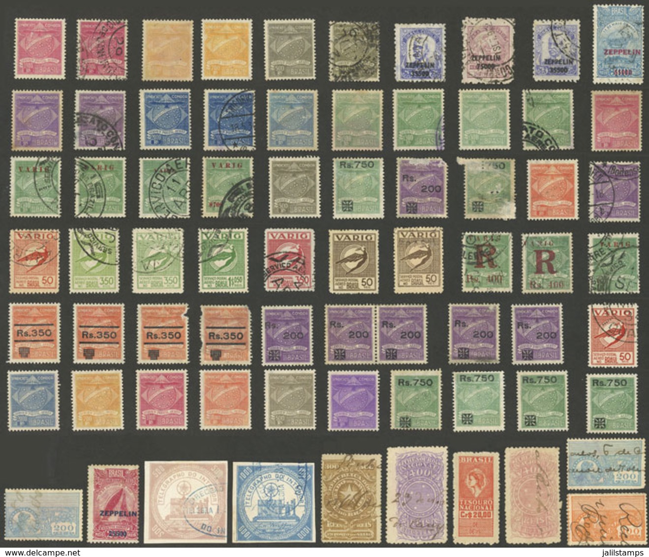 BRAZIL: AIRMAIL + Telegraph + Revenue Stamps: Interesting Lot Of High Catalog Value, With Used Or Mint Without Gum Stamp - Colecciones & Series