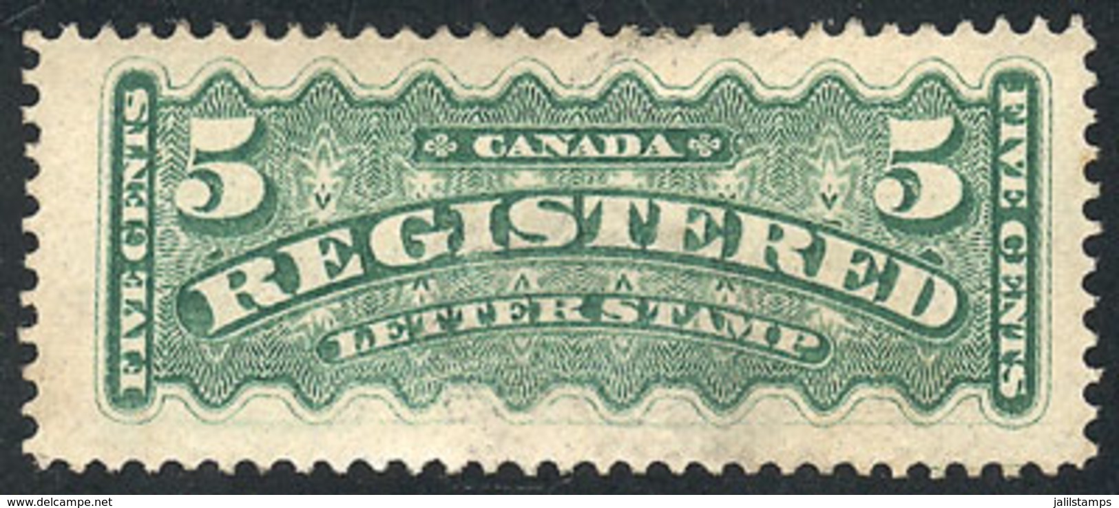 CANADA: Sc.F2, 1875/88 5c. Green, Mint With Gum, On Back It Has A Very Small Thin (almost Without Importance), Very Good - Other & Unclassified