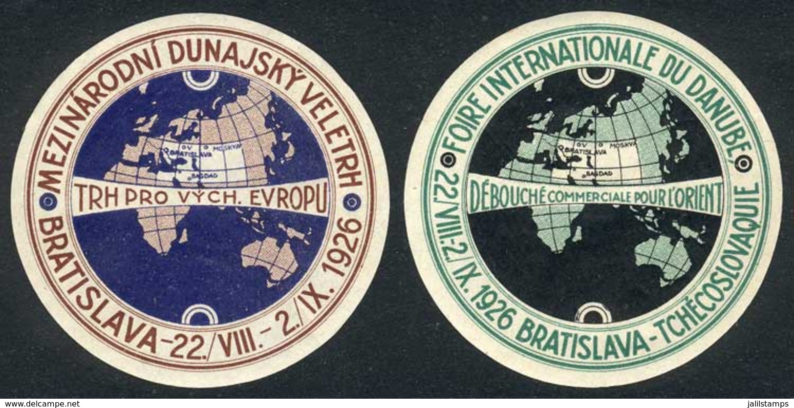 CZECHOSLOVAKIA: 2 Cinderellas Of The Danube World Exposition In Bratislava 1926, Fine Quality, Rare! - Autres & Non Classés