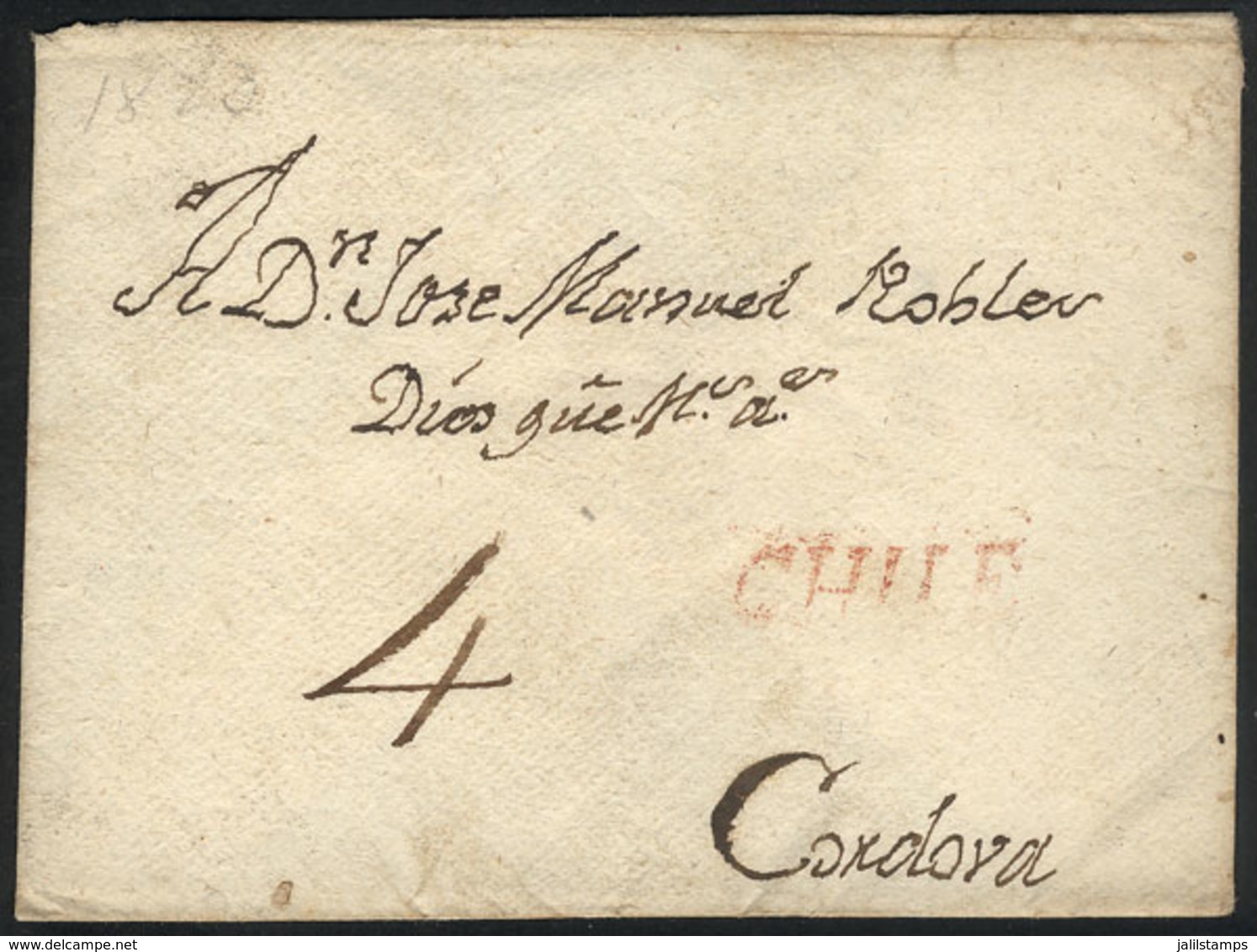 CHILE: Cover With Long And Very Interesting Letter Dated Santiago 30/AP/1829, Sent To Córdoba, With Straightline CHILE I - Chile