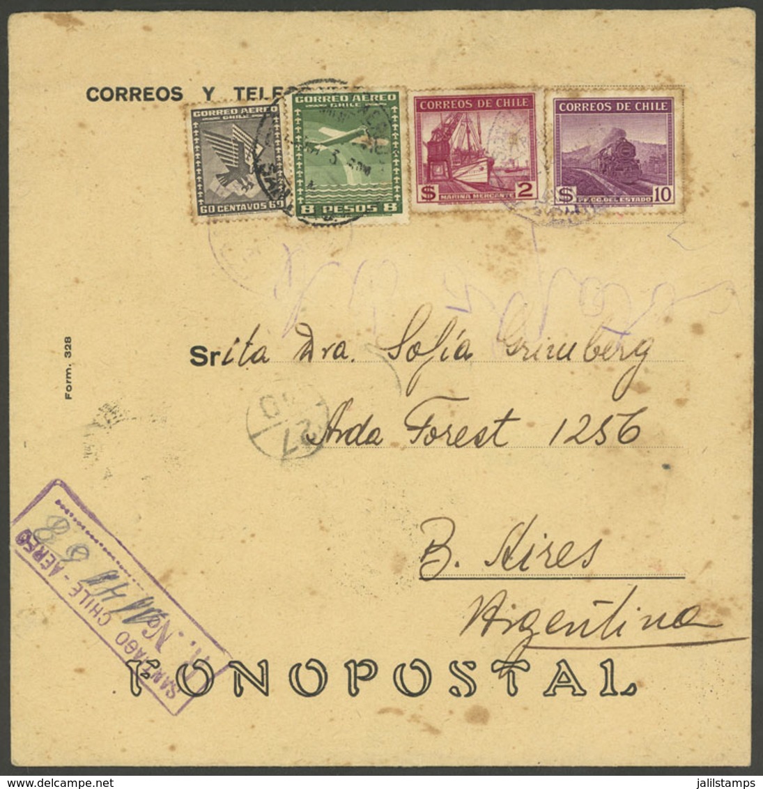 CHILE: RARE FONOPOST COVER: Cover That Used To Contain A Fonopost Record (not Included) Sent By Registered Mail From San - Chile