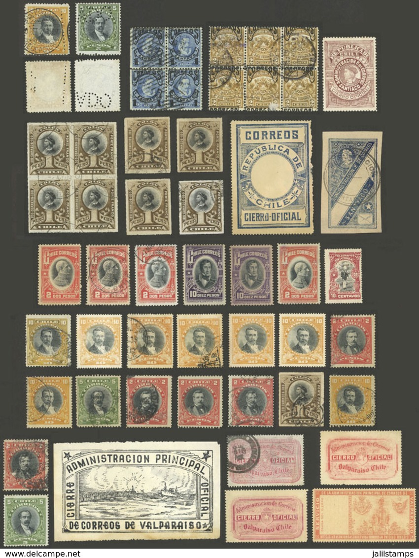 CHILE: Interesting Group Of Old Stamps And Official Seals, Of Mixed Quality (some With Minor Faults, Others Of Fine To V - Chili