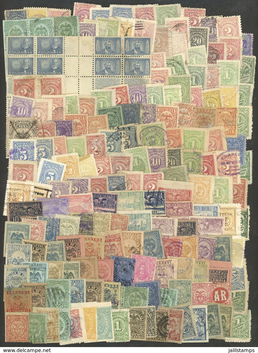 COLOMBIA: Envelope With Stamps (most Old), Used Or Mint Without Gum, Mixed Quality (some With Minor Faults, Others Of VF - Colombia